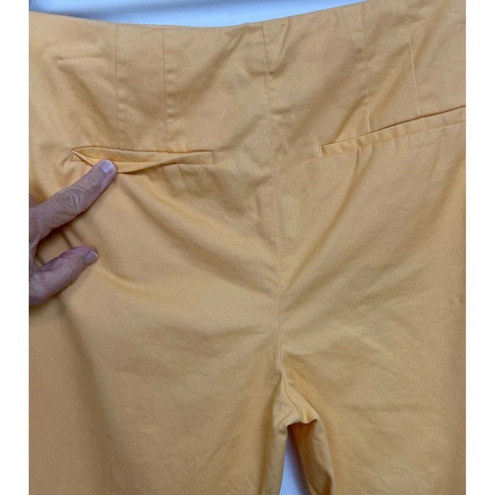 J. Jill Stretch Ankle Pants Womens 8 Yellow Side Zip Cotton Blend Slit Hem